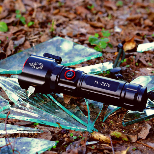 Multi-Functional 1KM Long Range LED Emergency Flashlight with Type-C Charging and Power Bank Function