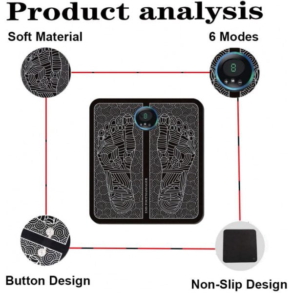 Ems Foot Massager Mat - Electric USB Charging Smart Display